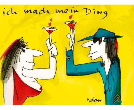 Udo Lindenberg (Gronau/Westfalen 1946). Ich mach mein Ding. 2009. Unikat. Aquarell über Filzstift. 41 x 55 cm. R. u. sign. Ud