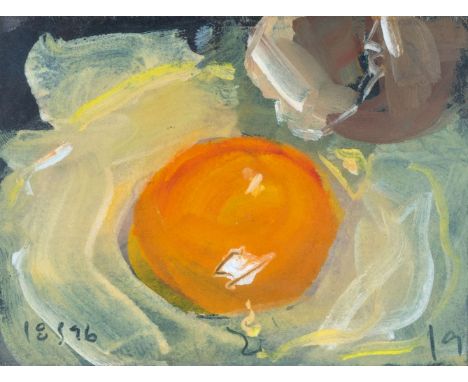 Friedel Anderson (Oberhausen 1954). Kleines Spiegelei. 1996. Gouache. 10 x 13,5 cm. R. u. monogr. FA, l. u. dat. 18.5.96, unt