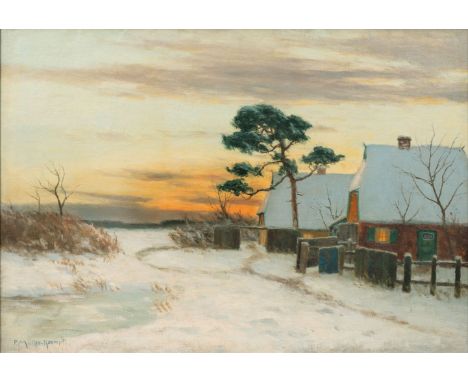 Paul Müller-Kaempff (Oldenburg/O. 1861 - Berlin 1941). Winterabend. Öl/Lw. 70,5 x 100,5 cm. Originaler Rahmen. L. u. sign. P.