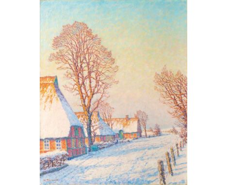 Heinrich Blunck-Heikendorf (Kiel 1891 - Kiel 1963). Verschneite Dorfstraße. 1950. Öl/Lw. 115 x 92,5 cm. L. u. sign. H. Blunck
