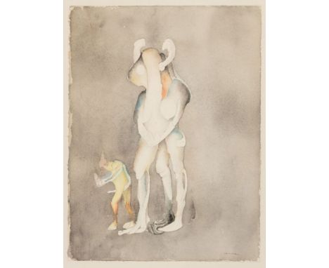 Gerardo Chávez (Trujillo 1937). Aquarelle No. 13. 1978. Aquarell. 37,5 x 28 cm. R. u. sign. Chávez, verso auf Galerieetikett 