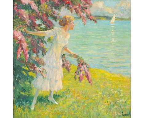 Edward Cucuel (San Francisco 1875 - Pasadena 1954). Am Rotdorn. Öl/Lw. 80 x 80 cm. R. u. sign. Cucuel, auf dem Keilrahmen bet