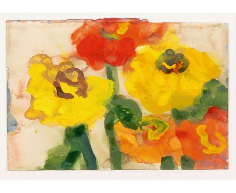 Klaus Fußmann (Velbert 1938). Anemonen. 2006. Gouache und Aquarell. 15,5 x 23 cm. R. u. sign. und dat. Fußmann 06, unter Glas