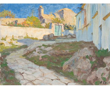 Elisabeth Büchsel (Stralsund 1867 - Stralsund 1957). Capri. Öl/Lw./Karton. 34 x 45 cm. R. u. monogr. E.B., verso Galerieetike