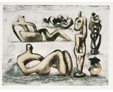 Henry Moore (Castleford 1898 - Much Hadham 1986). Six Sculpture Ideas. 1979. Farblithographie. 31,5 x 43 cm. Ungerahmt. R. u.