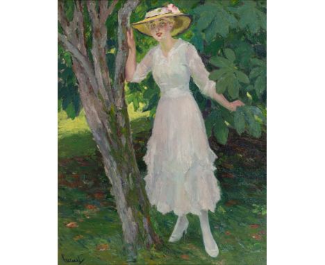Edward Cucuel (San Francisco 1875 - Pasadena 1954). Das Rendezvous. Öl/Lw. 80 x 64,5 cm. L. u. und verso sign. Cucuel, auf de