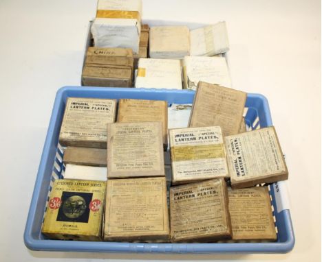 LARGE QTY OF MAGIC LANTERN SLIDES mostly in small boxes and some wrapped in paper, including China (Temples etc), Lebanon, Ho