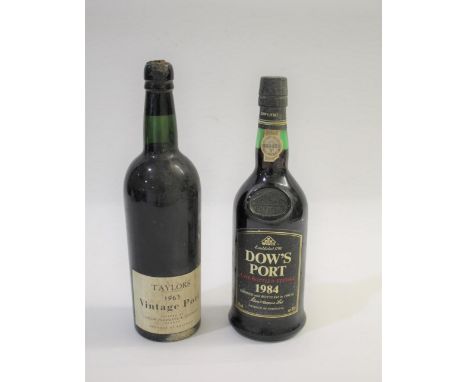 TAYLORS VINTAGE PORT - 1963 a bottle of Taylors Vintage Port 1963, Shipped by Taylor, Fladgate &amp; Yeatman Oporto. Also wit