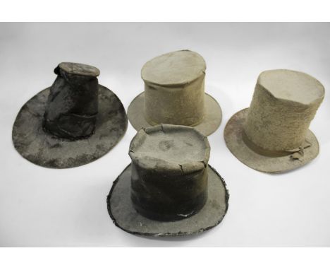 EARLY VINTAGE HATS - ARTS &amp; CRAFTS INTEREST including some possibly 18thc, one with pony skin covering and wide brim (bri