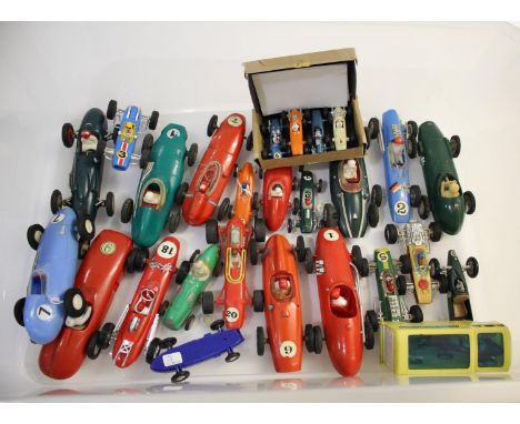PLASTIC RACING CARS a qty of Hong Kong made racing cars by Marx, Lucky and others, some friction drive, includes Telsalda Tel