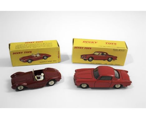 FRENCH DINKY TOYS 2 boxed models, 22A Maserati Sport 2000 in red with convex hubs and driver, and 24J Alfa Romeo 1900 Super S