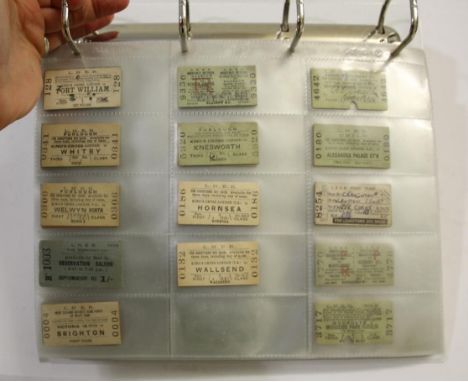 RAILWAY TICKETS - L.N.E.R including two folders of LNER vintage tickets, South and North, (Kings Cross to Glasgow, Whitby, Ho
