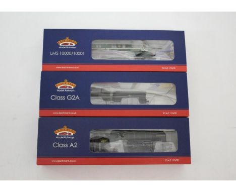 BACHMANN BOXED LOCOMOTIVES 3 boxed locomotives, 31-526 Class A2 60537 Bachelors Button, 31-997 LMS 10001, and 31-479 Class G2