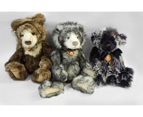 CHARLIE BEARS - TEDDY BEARS including a large bear Graeme (CB104698, 54cms high), with collar and attached tags. Also with An