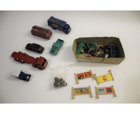 RAILWAY - O GAUGE RAILWAY ACCESSORIES a collection of tinplate items including station and signal cabin, together with a sele