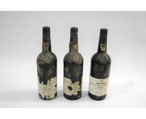 TAYLORS VINTAGE PORT including Taylors Quinta De Vargellas 1982, and 2 bottles of Taylors 1977 Vintage Port (both with torn l