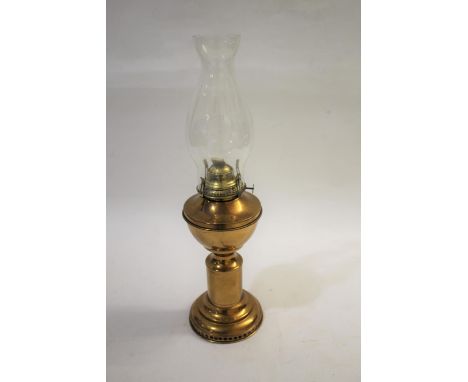 WANZER FAN ASSISTED OIL LAMP made by A T Wiley, with a wind up mechanism to the base and a No 2 Victor light fitting. Also wi