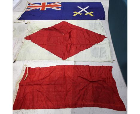 VARIOUS VINTAGE NAVAL &amp; MILITARY ENSIGN FLAGS an interesting group of 22 vintage ensign flags, some made by Porter Bros, 