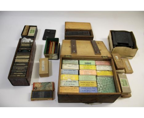 LARGE QTY OF MAGIC LANTERN SLIDES including various slides in boxes (Gullivers Travels, Aladdin, Robin Hood, Sinbad, Three Li