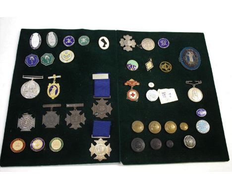 NURSING BADGES 2 cards with various badges including Army School of Psychiatric Nursing, Army Medical Services, Royal Air For