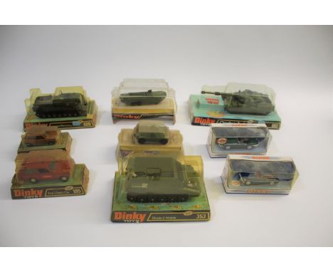 DINKY TOYS various boxed models including 353 Shado 2 Mobile (green body and silver tracks), 699 Leopard Recovery Truck, 680 