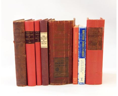 "Kelly's Directories for Shropshire 1913", rebound, red cloth, leather pastedown to spine, "Herefordshire 1913", rebound, red
