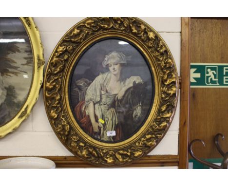 Two gilt framed oval portrait prints
