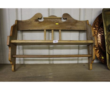 An elm hanging towel rail / shelf 