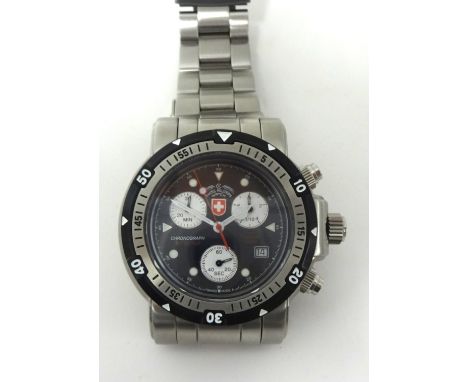 cx Swiss Military Watch; a stainless steel SW1 chronograph limited edition quartz gentlemans wristwatch, 186/300, movement ET