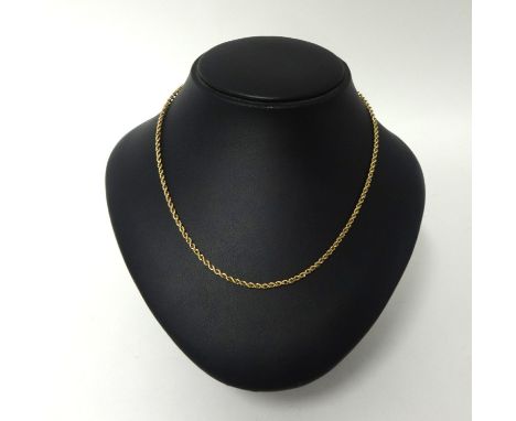 A 9ct gold rope twist chain, length 62cm, weight 11.5 grams