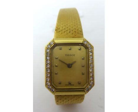 Tissot; an 18ct gold manual wind ladies wristwatch, case 13882, cal 2180, movement 20654, London 1978, the gilt dial with dot