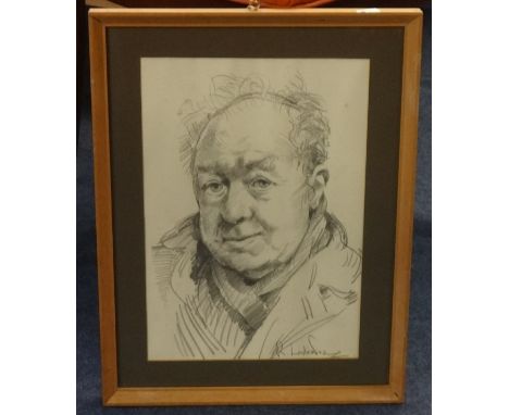 ROBERT LENKIEWICZ (1941-2002) early pencil sketch, circa 1970. 'Portrait of Harry Wolstenholme, signed, 32cm x 22cm.