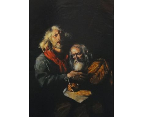 ROBERT LENKIEWICZ (1941-2002) 'Self Portrait with Self Portrait At Ninety 90', limited edition signed print, no 561/585, moun