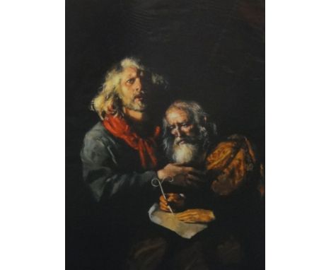 ROBERT LENKIEWICZ (1941-2002) 'Self Portrait with Self Portrait At Ninety 90', limited edition signed print, no 562/585, moun