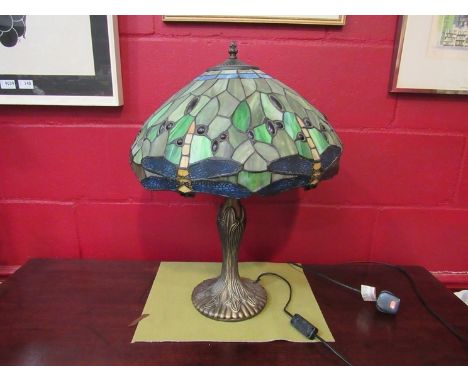 A Tiffany style lead glazed dragonfly lamp 