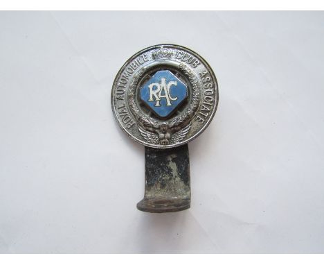 A 1930's Royal Automobile club associate car badge stamped 5238 to verso, with bracket 