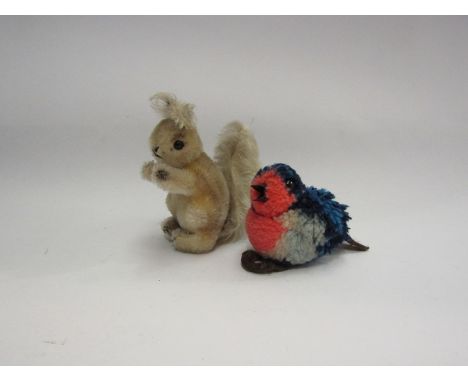 A Steiff robin and chipmunk, missing labels, worn 