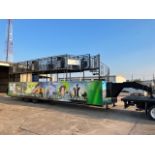 Two-level, goose-neck parade trailer-float.