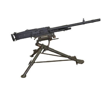A Breda 7.92mm heavy machine gun together with tripod, a Breda MOD.37aa tripod extension and sights, a brown leather case con