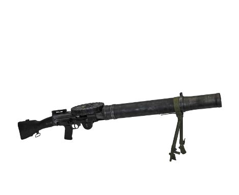 A Lewis .303 light machine gun, number 39992 with removable bipod and magazine. Engraved Lewis Auto Gun Mod 1914 pack. 