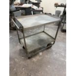Rolling Metal Shop Cart 2 Tier & 2 Tier Work Table 36" x 24" x 34" (no other contents)