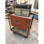 Heavy Duty 2 Drawer Rolling Cart With Handy Pro 3 Drawer Tool Box