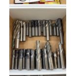 Box of Various Size End Mills, Carbide & HSS