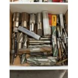Box of Various End Mills, Taps, Counter Sinks
