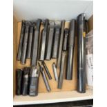 Box of Various Boring Bar Insert Cutters With Some Shell Mill Cutters