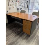 Entire Office Contents: Includes Office Desk 3 Drawer With Filing Cabinet, 2 Chairs 71" x 38" x 29