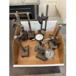 (6) Magnetic Base Indicator Stands, Includes 3 Various Indicators, SPI Drop Dial, Compact & Unknown