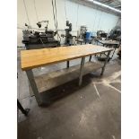 Solid Wood Heavy Duty Work Table, Adjustable Height 88 3/4" x 35 1/4" x 35 3/4" H