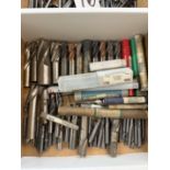 Box of Various Size End Mills, Carbide & HSS