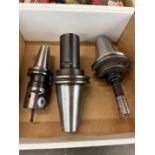 (2) CAT 50 Tool Holders ( (1) With Graflex A780-10 Indexable Insert Cutter) & (1) CAT 40 Holder With